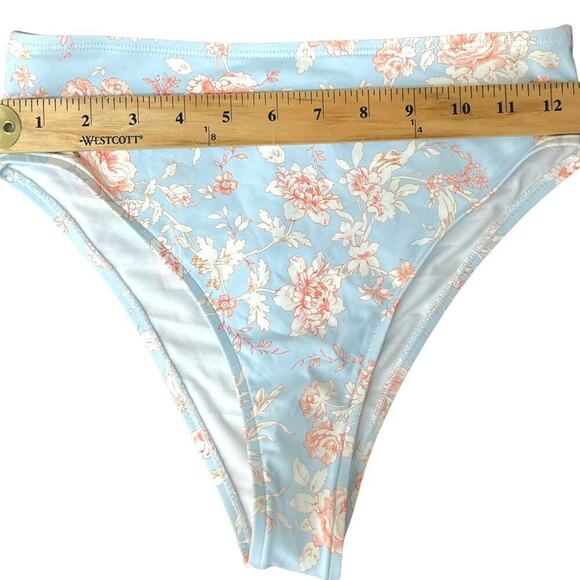 WeWoreWhat NWT Halogen Blue Floral Emily High-Waist Bikini Swim Bottom XS - Picture 5 of 9
